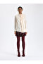 Bone Color Satin Scarf Blouse - 3