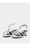 White Metal Trim Accent Strappy Sandals - 2
