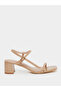 Beige Block Heel Slingback Sandals - 2