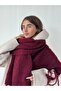 Large Size Soft Knitted Scarf Women's Burgundy - 8