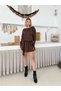 Women's Coffee-Colored Belted Shorts Dress with Finger-Loop Detail - 6