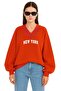 New York Printed Unisex V-Neck Sweatshirt