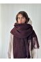 Large Size Soft Knitted Scarf Women Dark Brown - 2