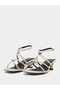 Cream Metal Trim Accent Strappy Sandals - 3