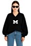 M Printed Unisex V-Neck Sweatshirt
