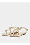 Gold Flower Detail Flat Sandals - 2