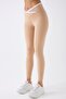 489 Beige Color Recovery and Extra Stretch Effect Normal Waist Leggings - 5