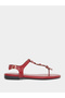 Burgundy Flower Detail Flat Sandals