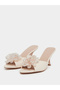 Floral Corsage Slip On Kitten Heel Sandals - 3