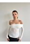Sevunera Asymmetrical White Long Sleeve Madonna Blouse Crop with Top Buckle Detail