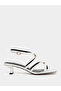White Metal Trim Accent Strappy Sandals