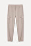 Women's Brown Modal Blend Cargo Sweatpants - 2