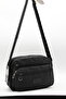 Water Resistant Fabric Women's Shoulder Bag Black Crossbody Bag - 4