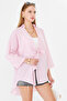 Women's Pink Striped Front Tie Kimono Shirt Arm-25Y001085 - 3