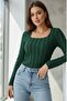 New Product Women's Ruffle Fabric Long Sleeve Square Neck Blouse