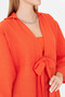 Women's Orange Self-Striped Front Tie Kimono Shirt Arm-24Y001101 - 6