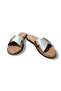 Women's Slippers Genuine Leather Cross Strap Metallic Bronze - 7