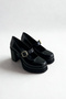 Black Thick Heeled Women's Shoes P9015 - 3