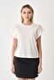 Women's Epaulet 100% Cotton Ecru T-Shirt - 4