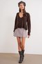 6954 Women's Ruffle Detailed V-Neck Knitwear Sweater Brown - 2