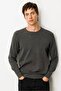 Men's Crew Neck Steel Knit Wool Sweater K.Füme