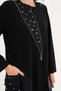 Women's Black Staple Printed Pocket Detailed Casual Design Long Dress - 7