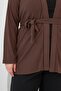 Waist-Tied Knitted Plus Size Cardigan Brown - 5