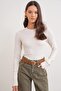 6736 Women's Crew Neck Sleeve Drop Knit Sweater Natural - 4