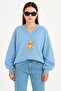 Bear Printed Unisex V-Neck Sweatshirt