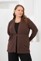 Waist-Tied Knitted Plus Size Cardigan Brown - 3