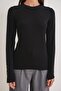 6736 Women's Crew Neck Sleeve Drop Knit Sweater Black - 5