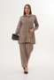 Women's Mink Stone Print Detailed Pocketed Shirt Pants Set - 2