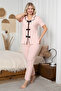 Women's Cotton Stretch Fabric Ribbon Bow Patterned Comfortable Fit Pajama Set - 2