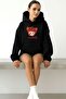 3 Yarn Combed Cotton Alice in Wonderland Printed Unisex Hooded Sweatshirt