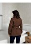 Brown Studded Belted Denim Jacket - 5