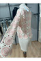 Women's Burgundy Crochet Embroidered Floral Pattern Long Sleeve Blouse - 4