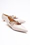 Siena Women's Beige Low Heel Shoes with Gold Accessories (2cm)