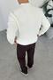 Ecru Crew Neck Oversize Knit Sweater - 4