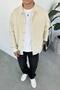 Cream Buttoned Relaxed Knit Cardigan