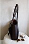 Brown Stylish and Functional Women's Snap Fastener Hand and Shoulder Bag with Wallet & Makeup Bag (Marteniçka Bracelet Is a Gift!) !)) - 4
