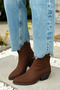 West Women's Cowboy Boots Bootie Western Boots Bitter Brown Suede