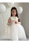 5 Pieces Off White Girl's Puffy Flower Motif Evening Dress Wedding Party Dress+ Gloves+ Buckle+Bag - 6
