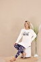 Crew Neck Long Sleeve Top and Floral Print Leggings Pajama Set - 2