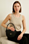 Women's Black Crossbody Shoulder Bag – Handbag, Detachable Strap, Stella Model Special Cut - 3