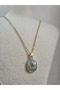 Non-Tarnish Steel Pearl Blue Enamel Necklace