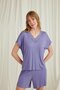 Women, Short Sleeve Lace V-Neck with Shorts, Lilac Pajama Set - 4