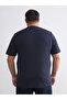 Navy Blue Large Size Printed Combed Cotton Men's T-Shirt - 5