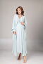 Women's Green Flared Long Sleeve Full Length Winter Special Design Maternity Dressing Gown Nightgown Set - 2