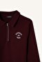 100% Cotton Polo Collar Embroidered Half Zipper Sweatshirt Tunic G1312Ax25Au - 2