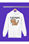 Cat Mom Printed Cotton Long Sleeve Ribbed 3-Ply Hooded Sweatshirt